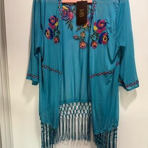 Lucky & Blessed L & B Fiesta Western Kimono Duster Cardigan L